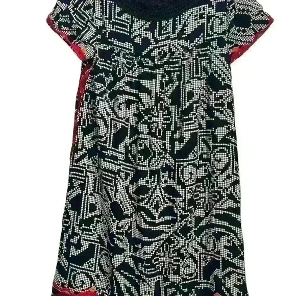 Anthropologie Floreat Women Abelia Dress Sz XS Geometric Beads Black Red(D 230) - Picture 5 of 6